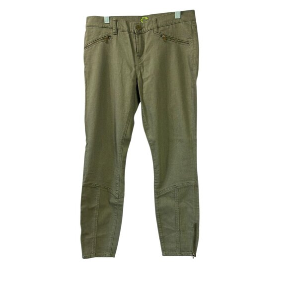 C Wonder Womens Green Denim Legging Jeans Mid Rise Stretch Side Zip Size 29 - Picture 1 of 9